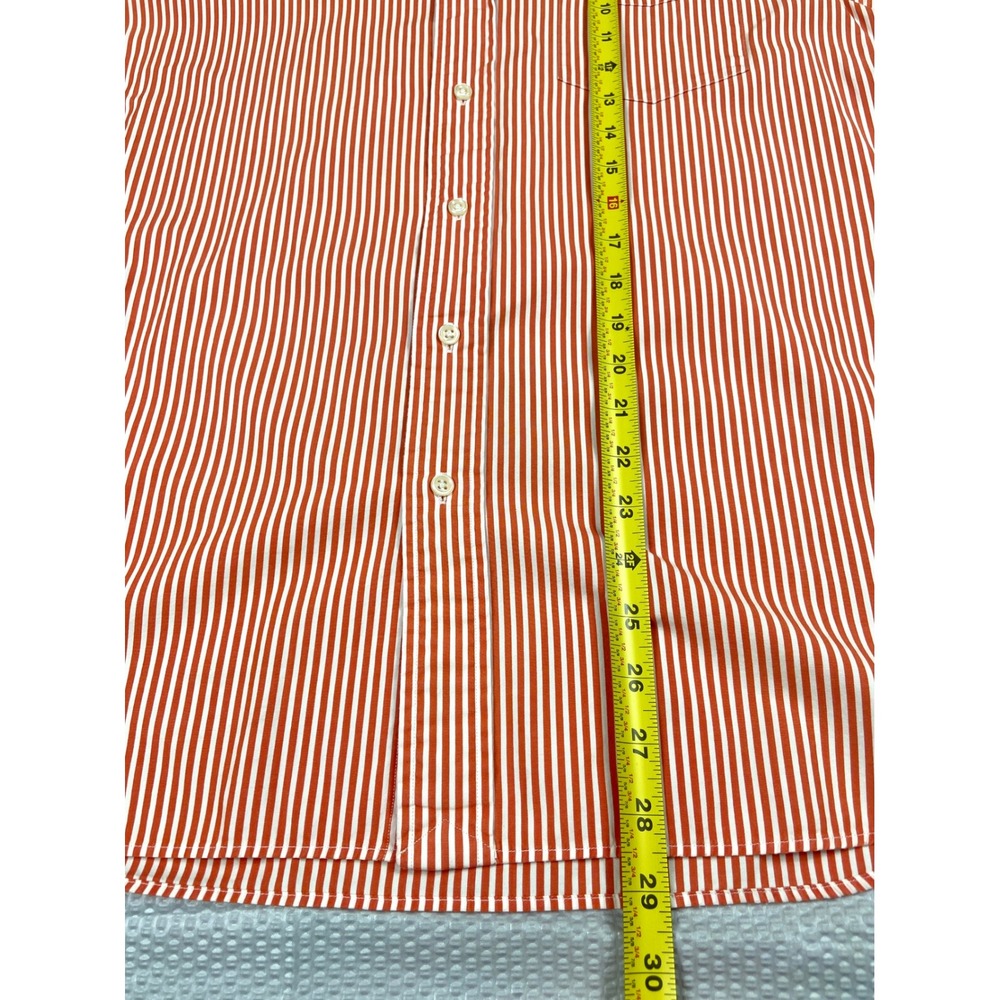 Ralph Lauren Rugby Shirt‎ Mens Medium Orange White Striped Long Sleeve Button Up - Picture 14 of 14